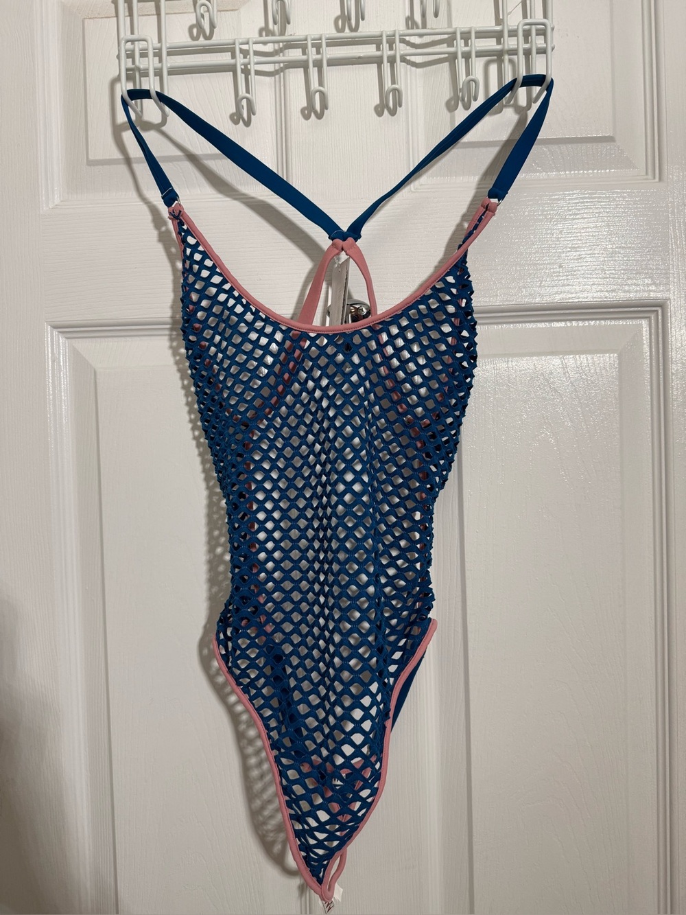 Wicked Weasel BlueTeal and Pink Mesh One-Piece Swimsuit 801 one piece mega mesh